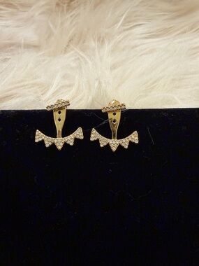 Stella & Dot Gold Crystal Ear Jacket Earrings